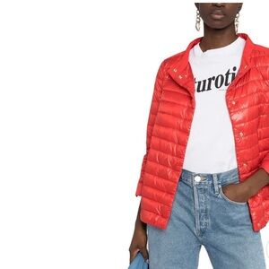 HERNO women's ultralight lightweight down short jacket in rosso NEW